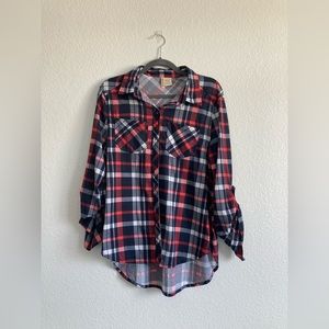 Red and Blue Plaid Button Down